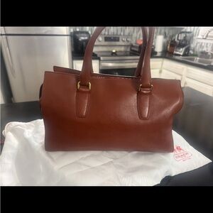 Coach Brown Leather Satchel with Structured Design